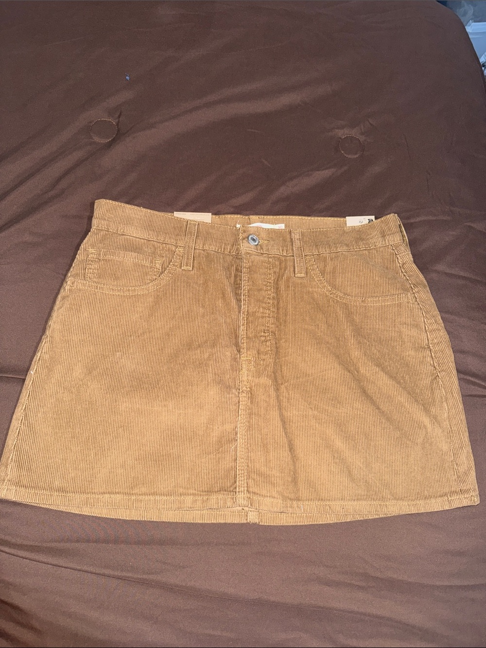 High-Rise Tan Corduroy Mini Skirt